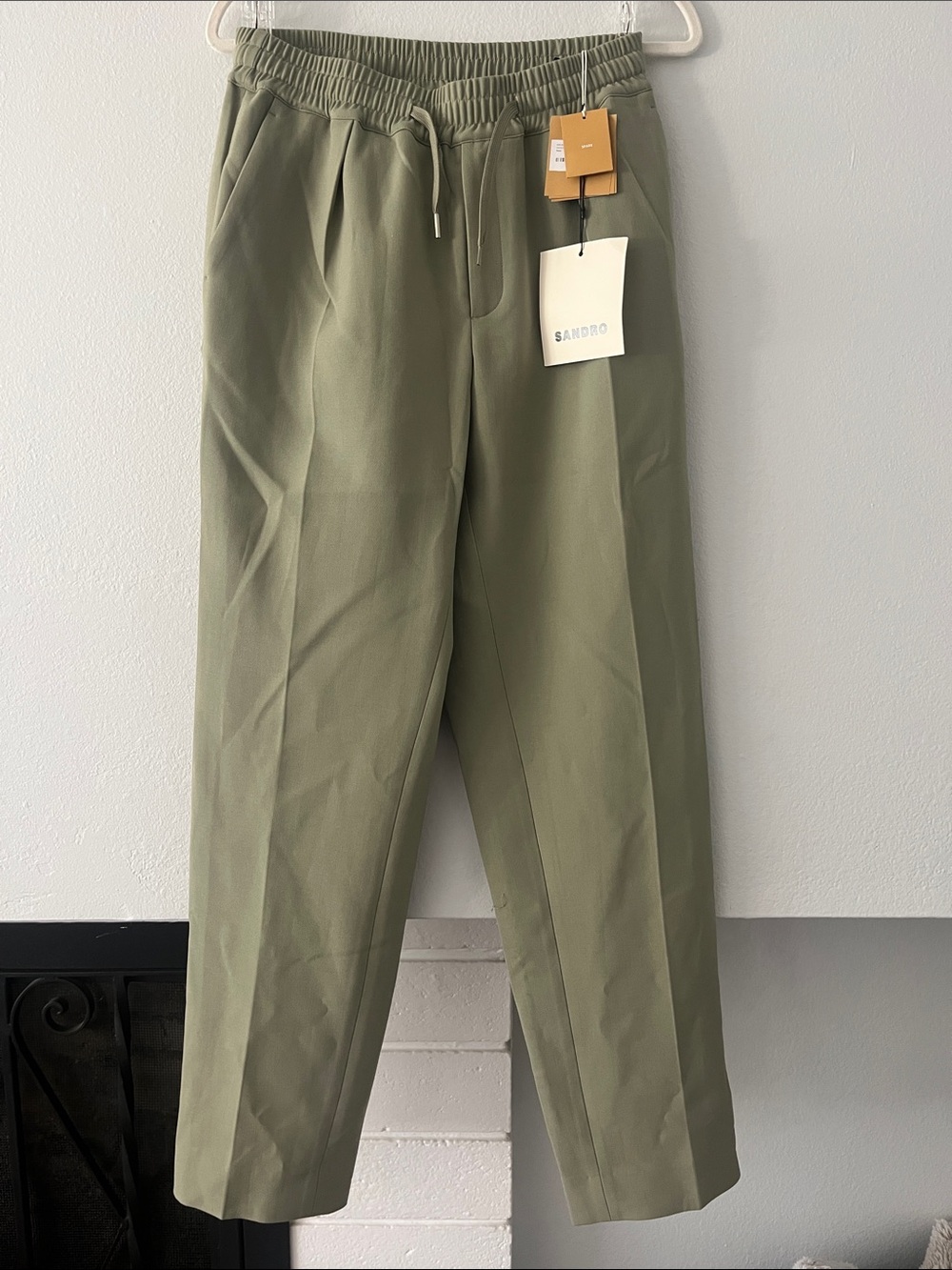 Sandro Olive Drawstring Tailored Chinos
